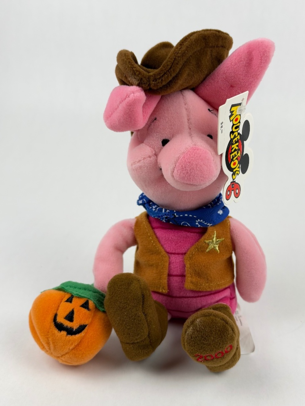 NWT Vintage Disney Store Mini Bean Bag Plush Cowboy Trick or Treat Piglet